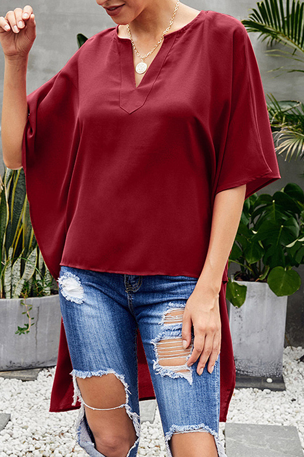 Women Bat Sleeves Casual Wearing Summer Top