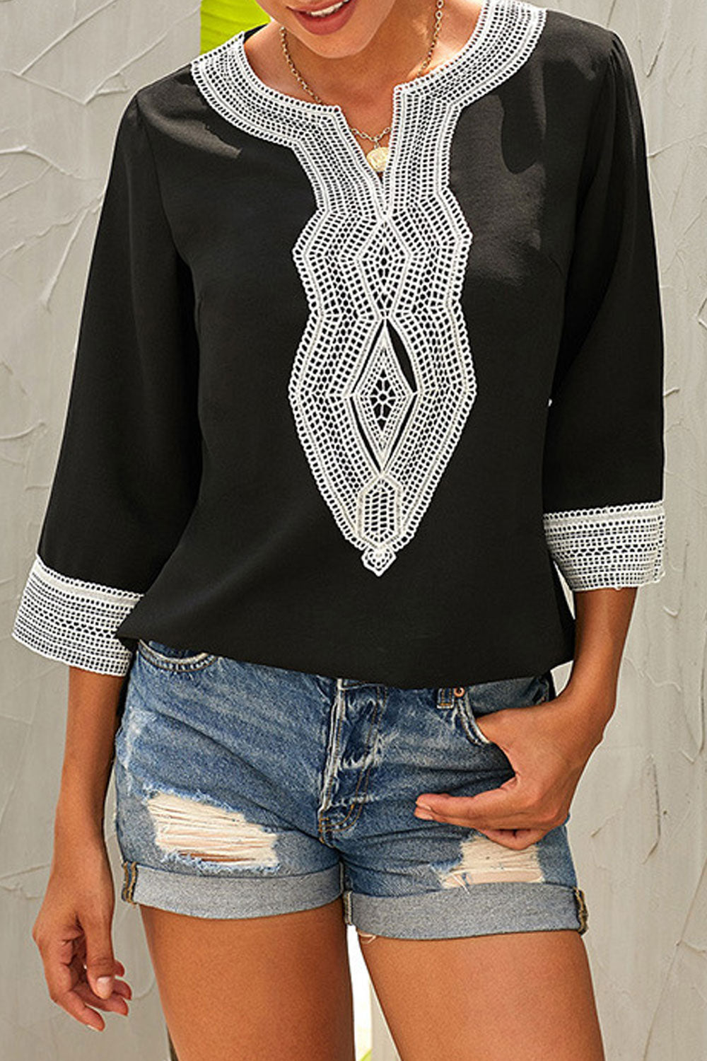 Women Stylish Embroidered Notch Neck Summer Shirt
