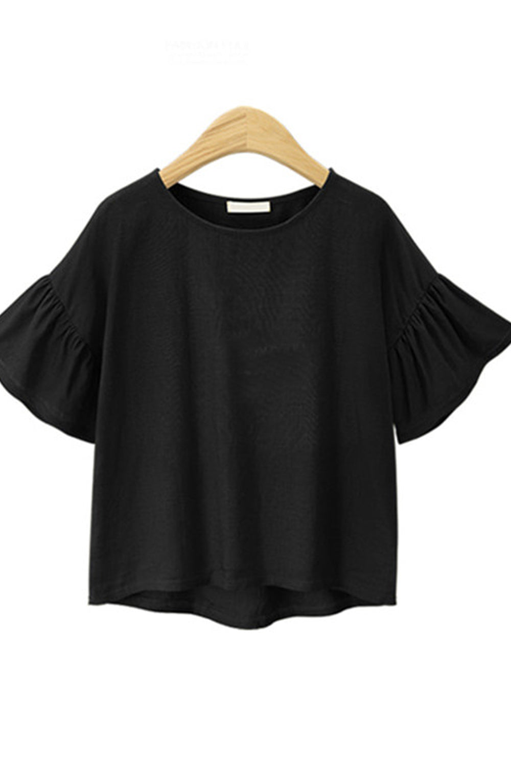 Women Flare Pleated Sleeves Top