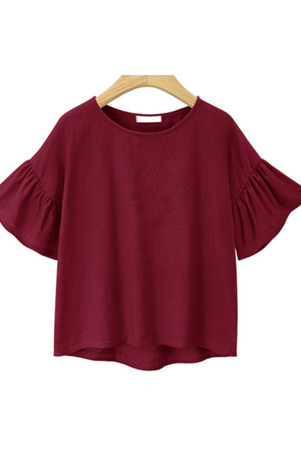 Women Flare Pleated Sleeves Top