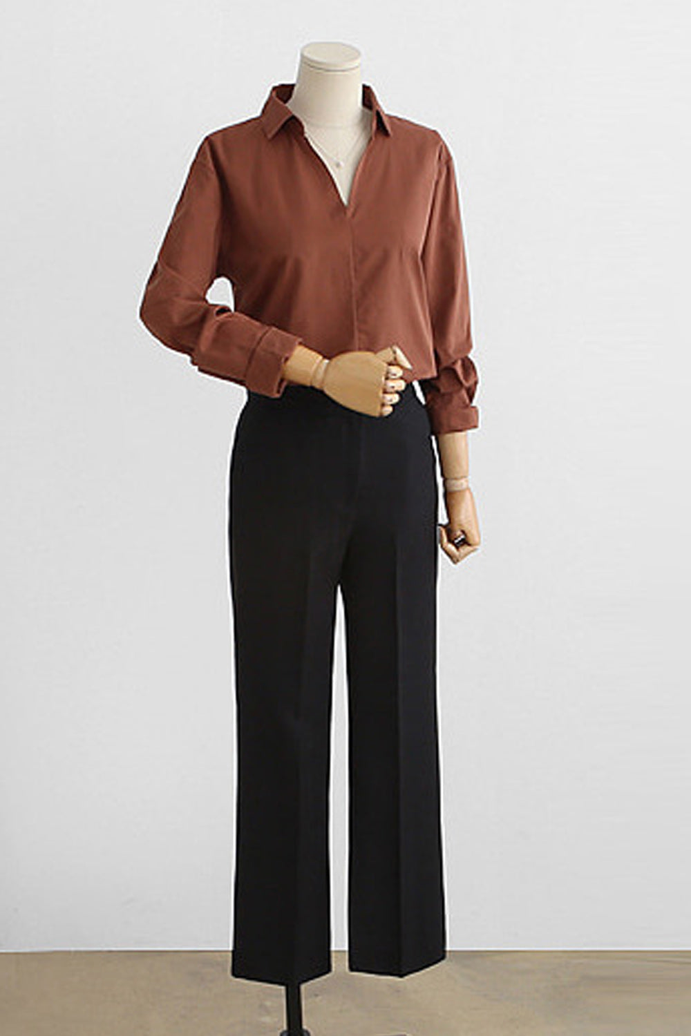 Women Collar Neck Long Sleeves Top