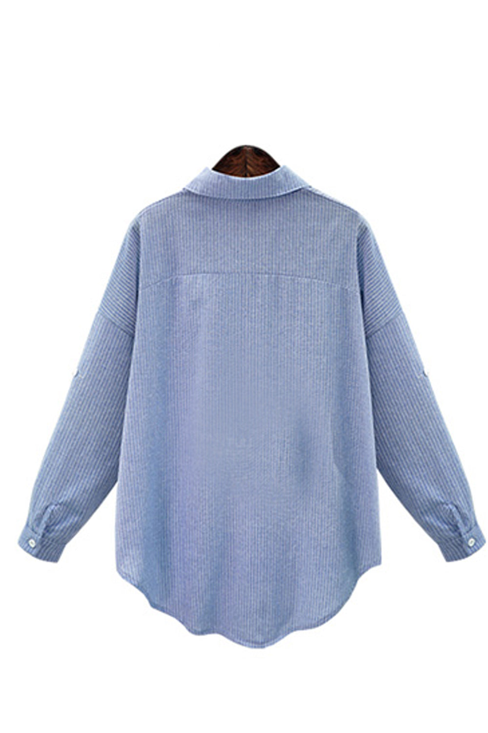 Women Embroidered Irregular Hem Casual Button Shirt