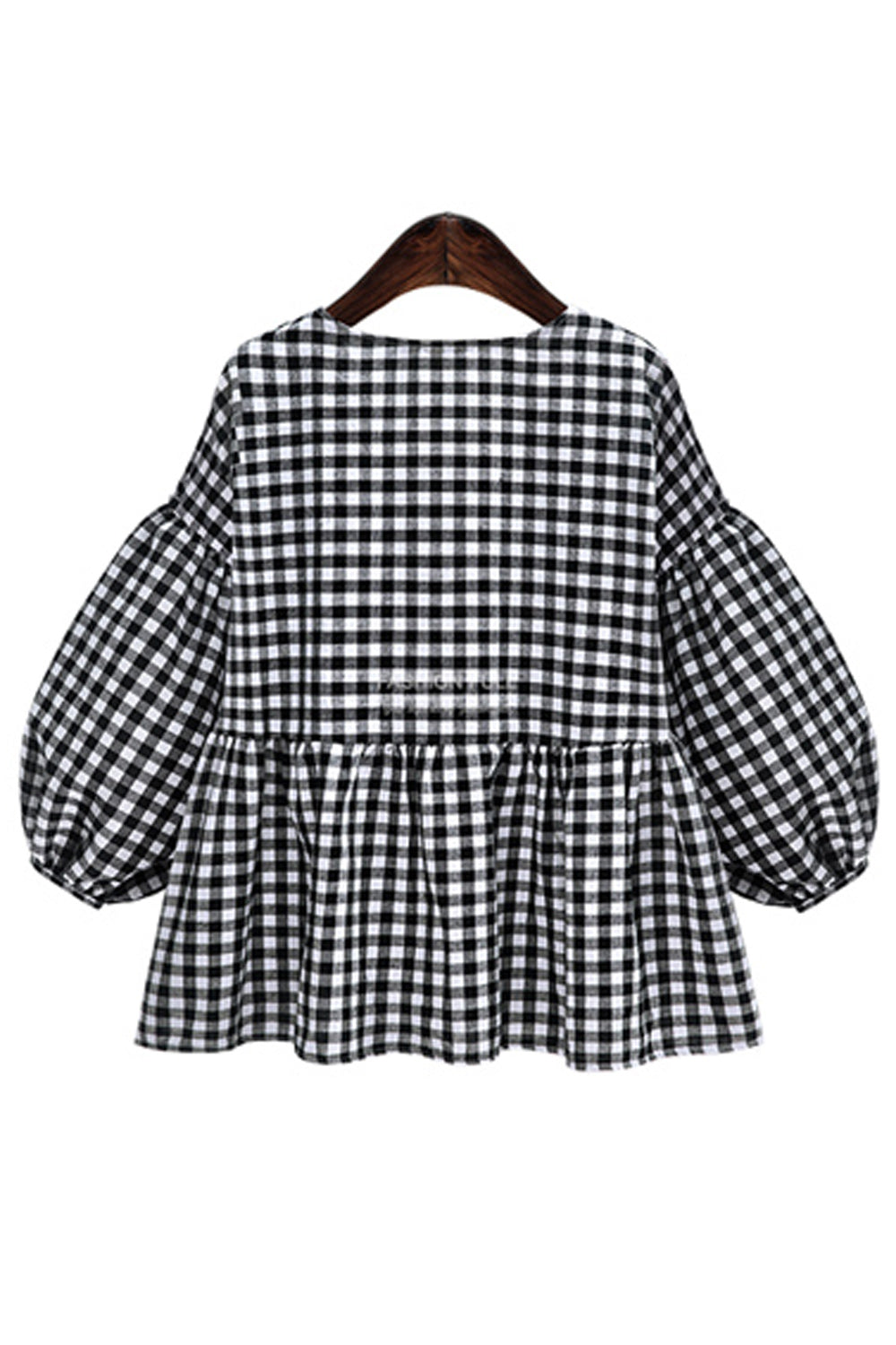 Women Cross Strap Plaid Design Pleated Stylish Shirt