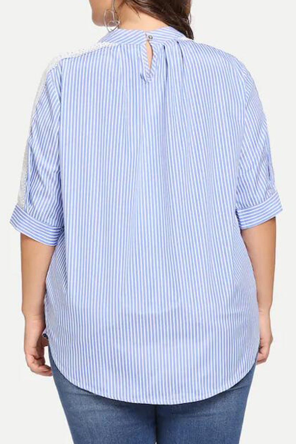 Women Small Round Collar Sleeves Blouse