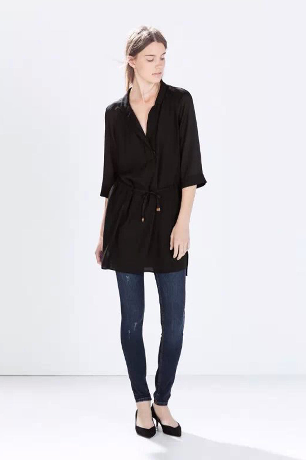 Women's American Style Long Bottoming Top Black