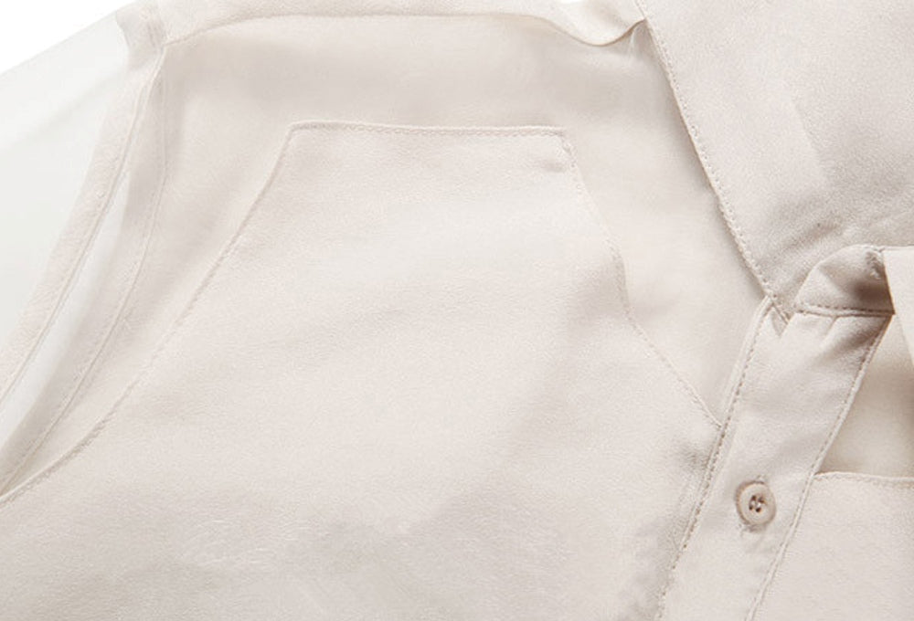 Women's Long Transparent Sleeves Collar Neck Shirt