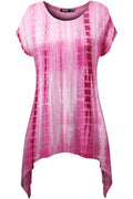 Women Summer Printed V-shaped Top Pink
