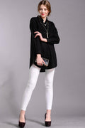 Women Lace Decorated Plus Size Shirt Black