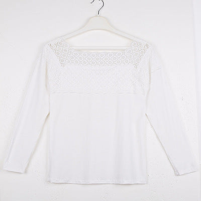 Women Long Sleeved Broad Lace Neck Shirt