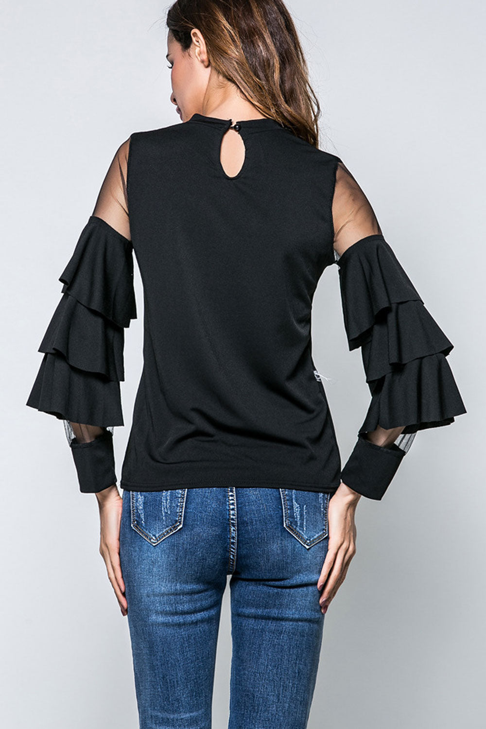 Women Fashionable Stand Collar Long Sleeve Solid Pattern Top