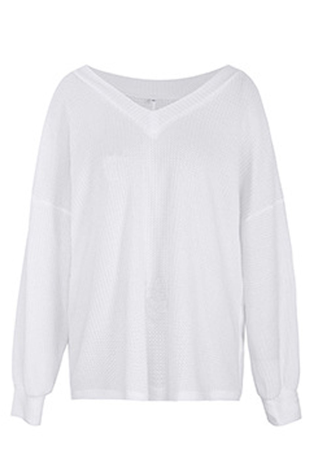 Women Solid Colored Long Sleeve V-Neck Style Shirt