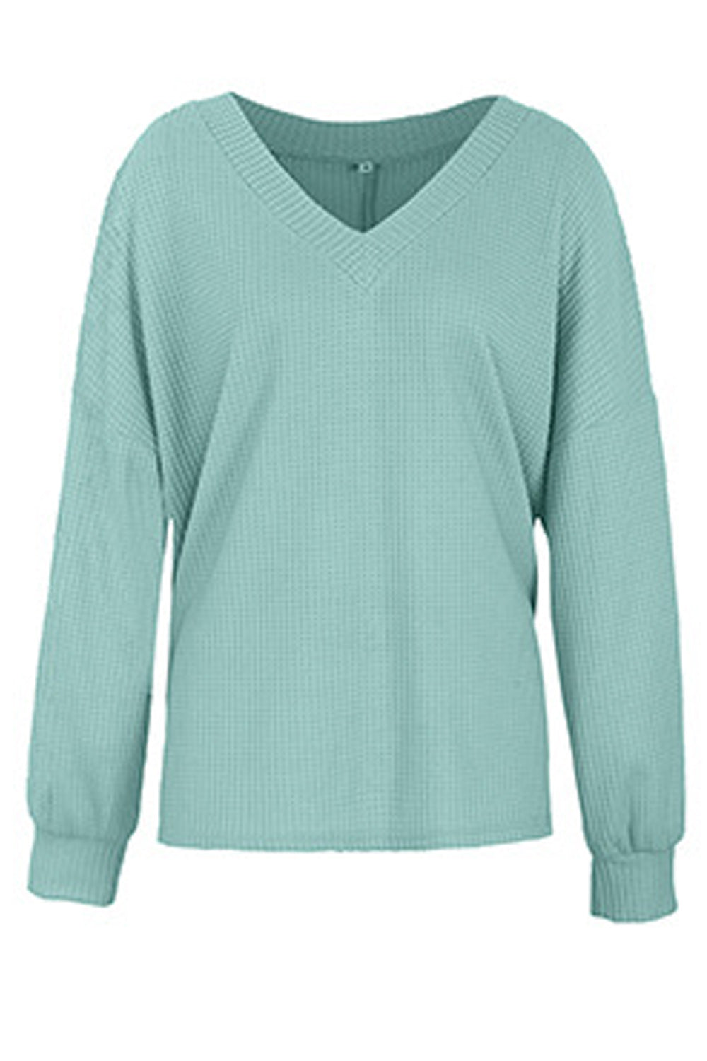 Women Solid Colored Long Sleeve V-Neck Style Shirt