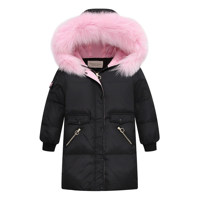 Kids Girls Full Zipper Thick & Warm Long Jacket