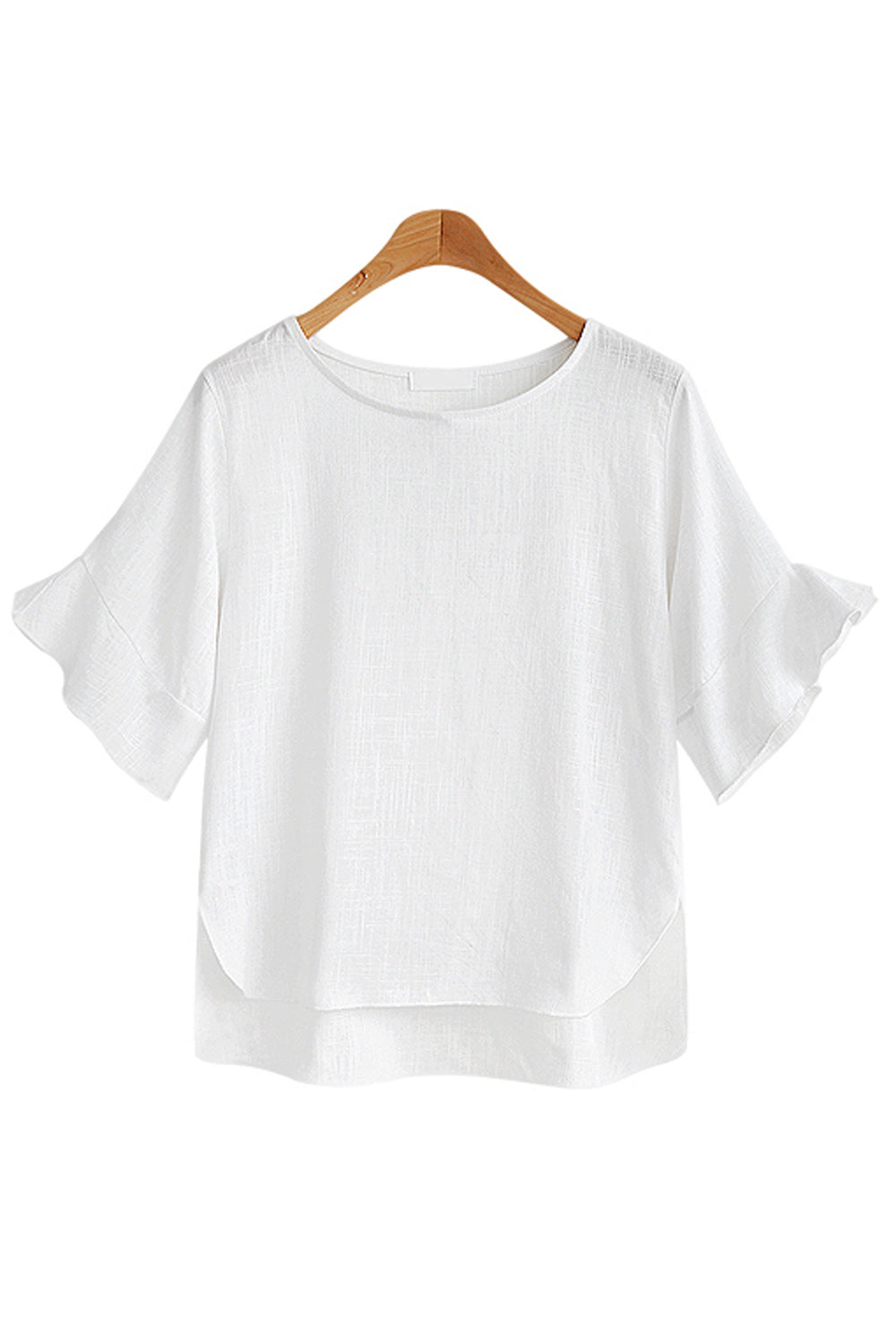 Women Trumpet Sleeve Loose Irregular Hem Top