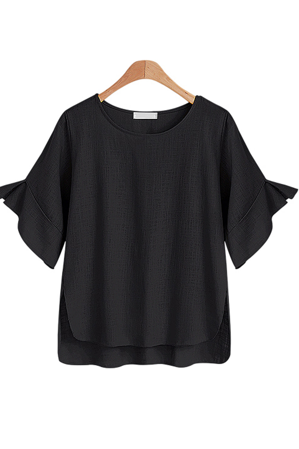 Women Trumpet Sleeve Loose Irregular Hem Top