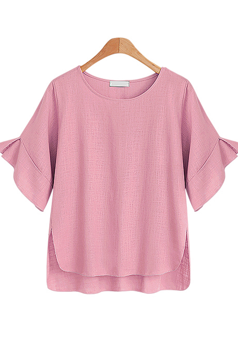 Women Trumpet Sleeve Loose Irregular Hem Top