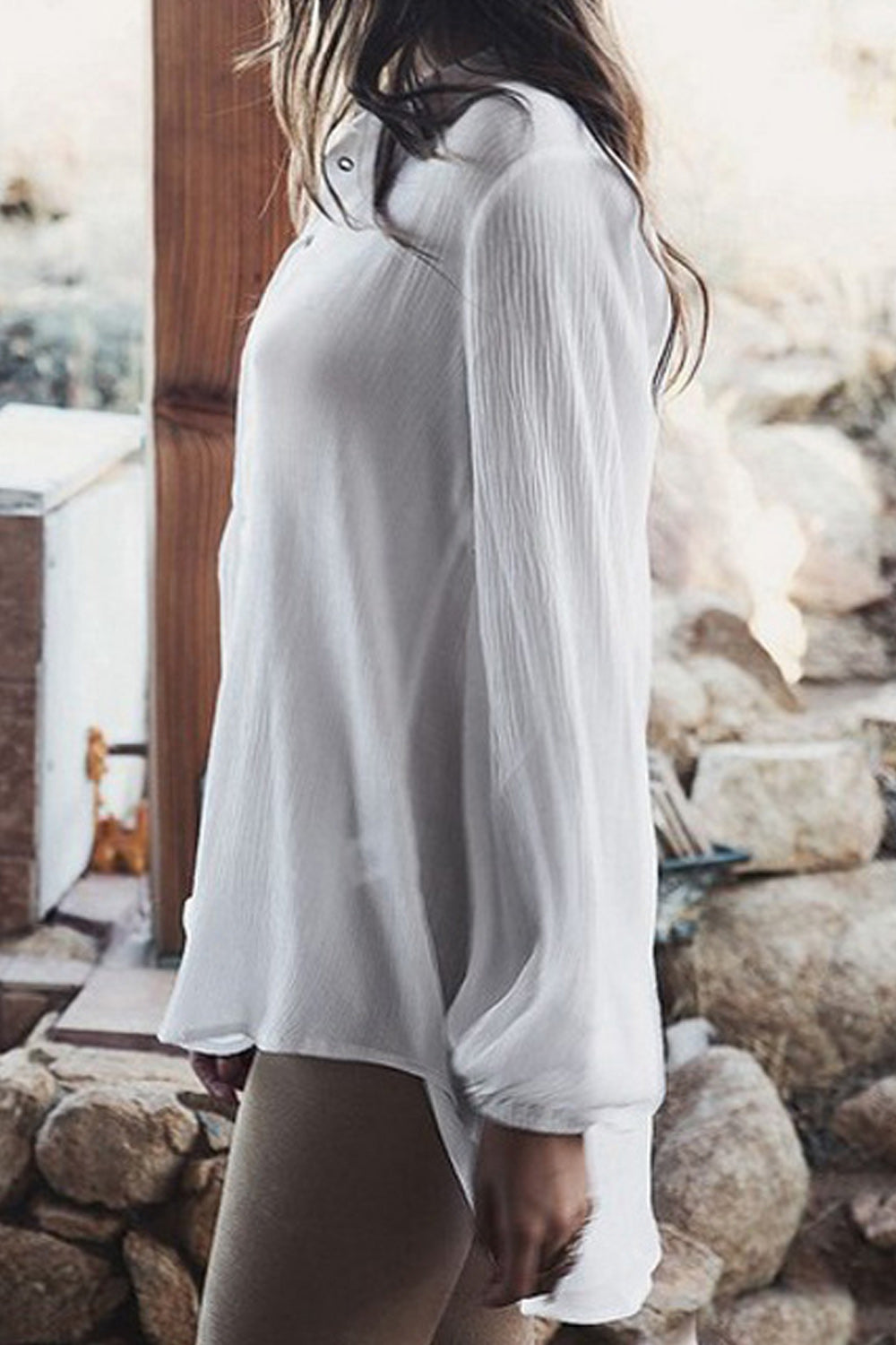 Women Summer Loose Cross Strap Neck Shirt