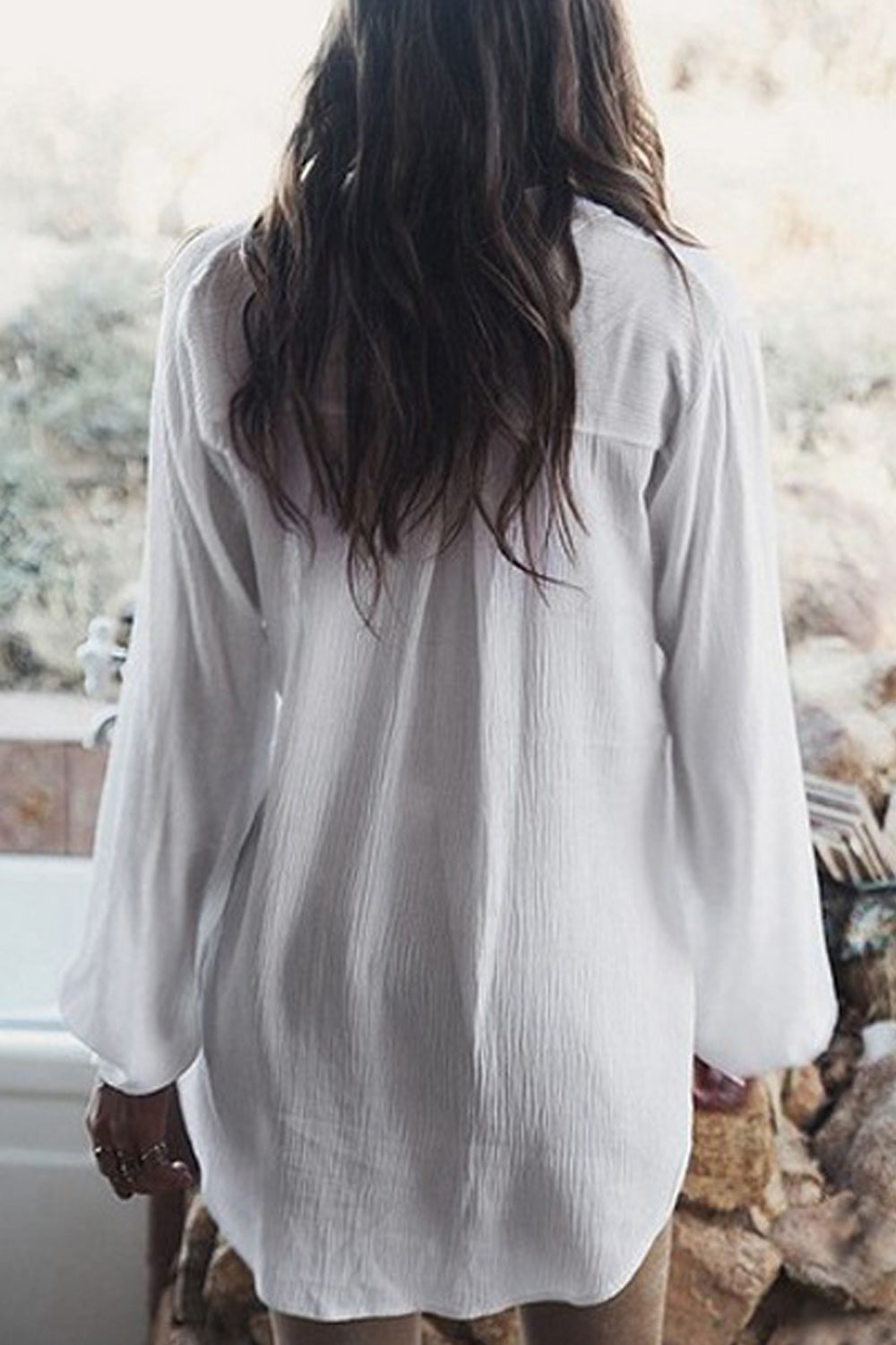 Women Summer Loose Cross Strap Neck Shirt