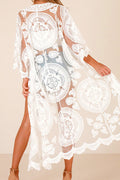 Women Full Length Flower Hollow Loose Fit Style Cover-Up