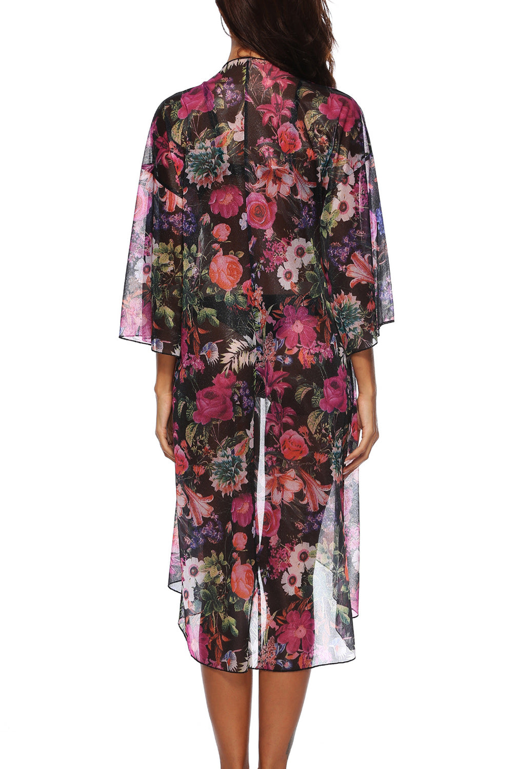 Women Stylish Front Open Style Floral Printed Beach Cover-Up