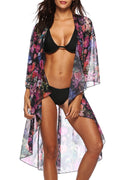 Women Stylish Front Open Style Floral Printed Beach Cover-Up