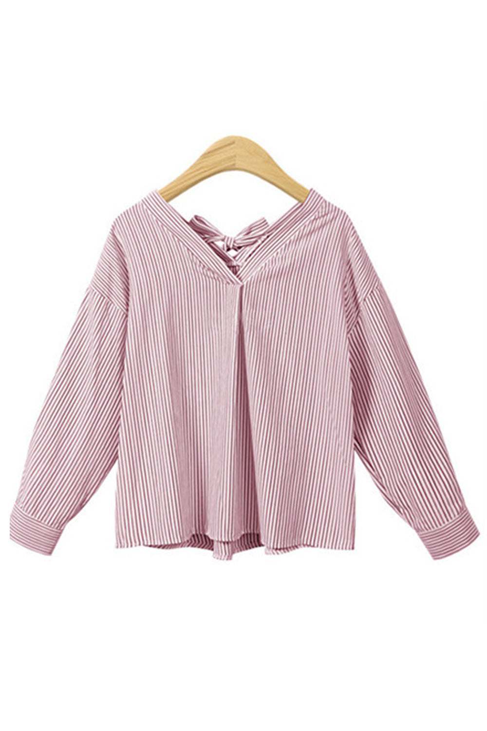 Women Stripes Loose Lace Attached Top