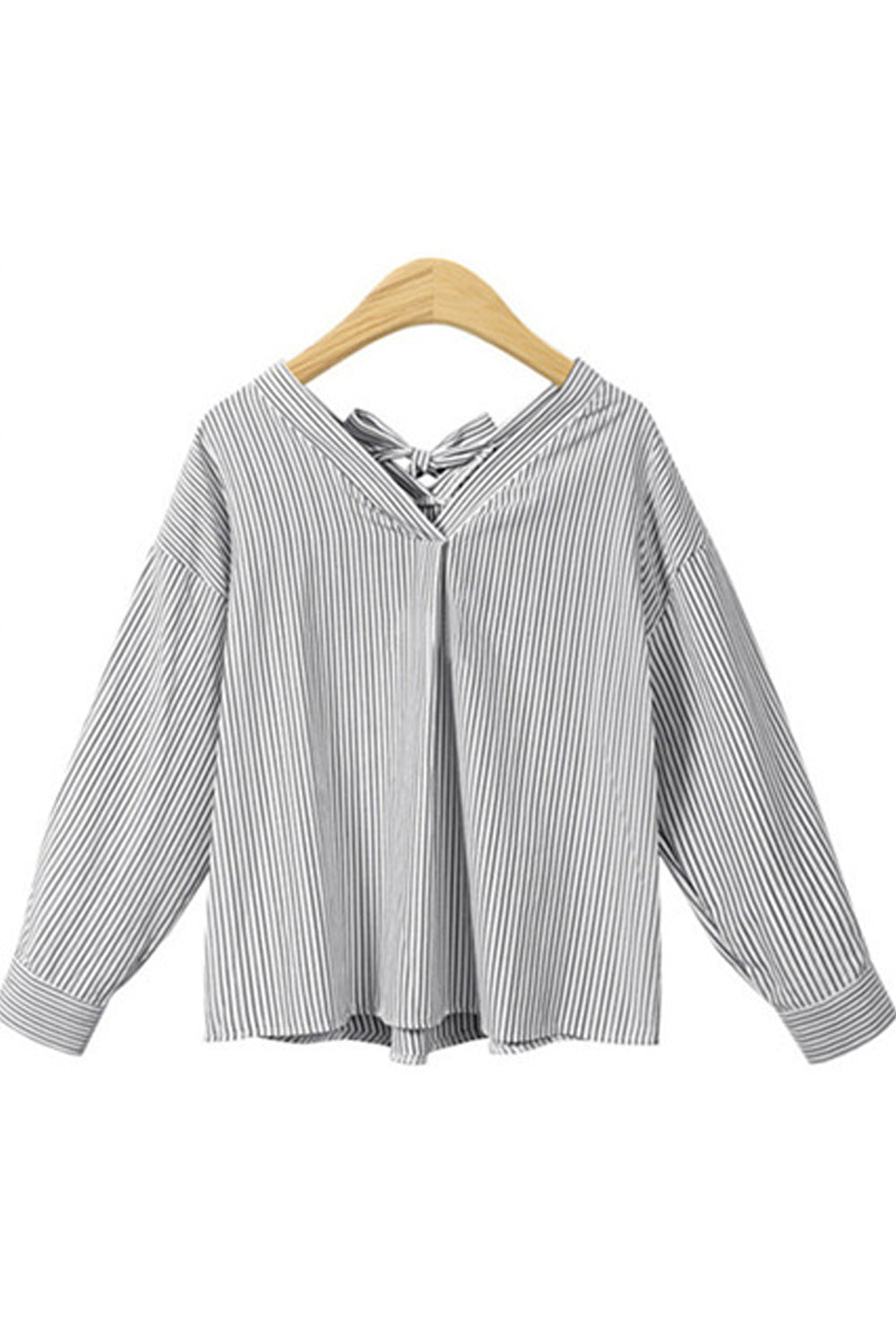 Women Stripes Loose Lace Attached Top