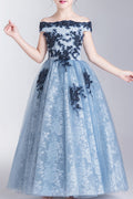 Kids Girls Pretty Off Neck Flower Decorated Party Dress