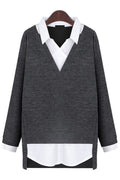 Women Long Sleeves V Neck Shape Top