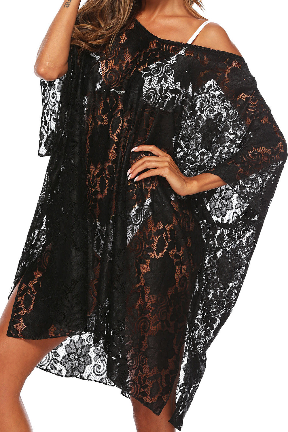 Women Breathable Round Neck Loose Fit Beach Cover-Up