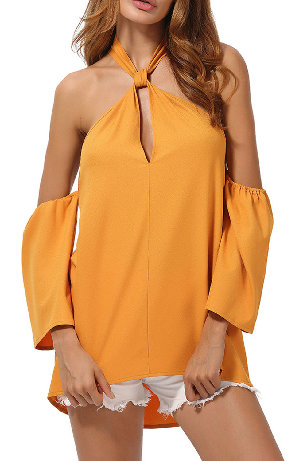 Women Cut Out Shoulder Solid Colored Stylish Top
