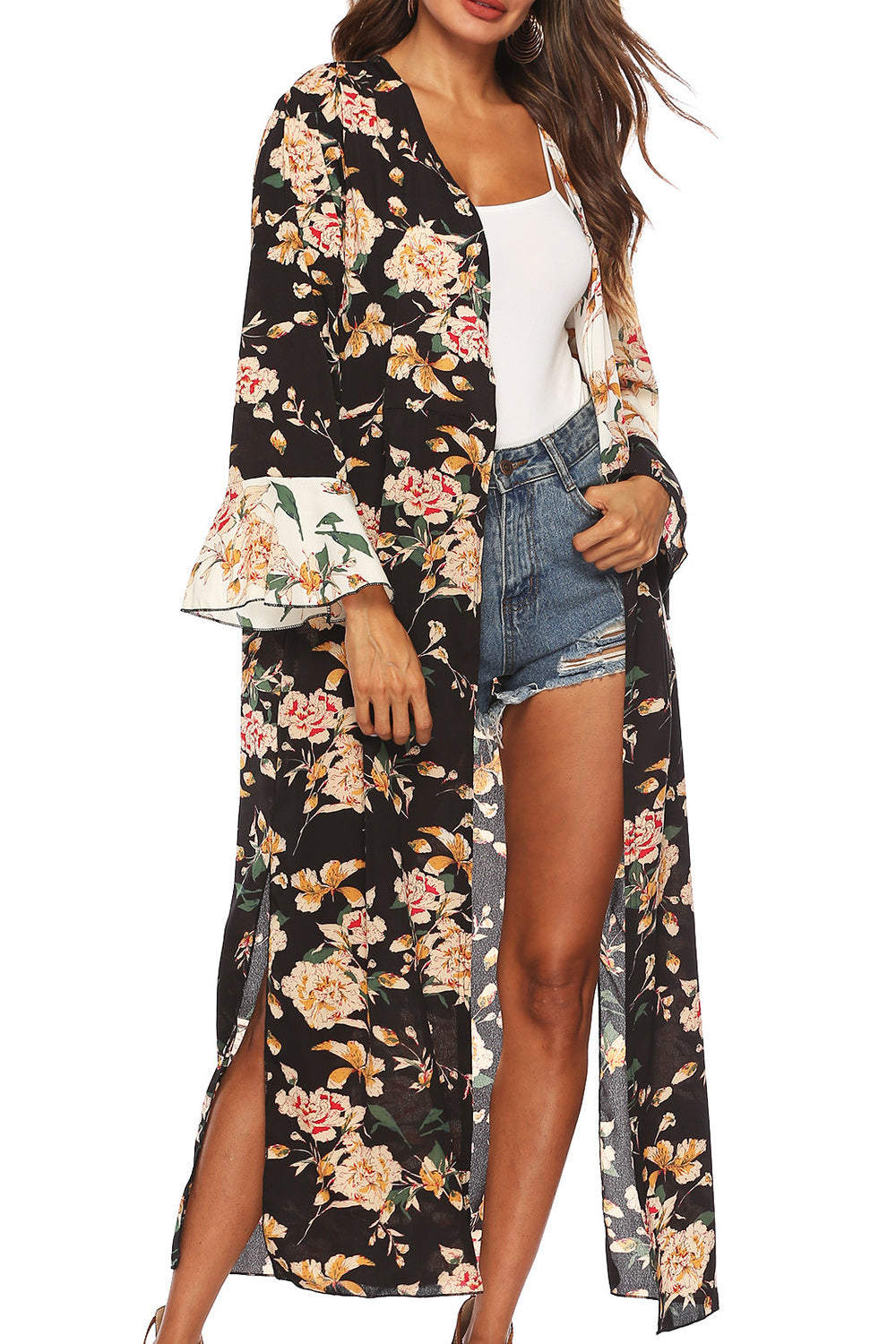 Women Beautiful Flower Printed Full Length Stylish Cover-Up