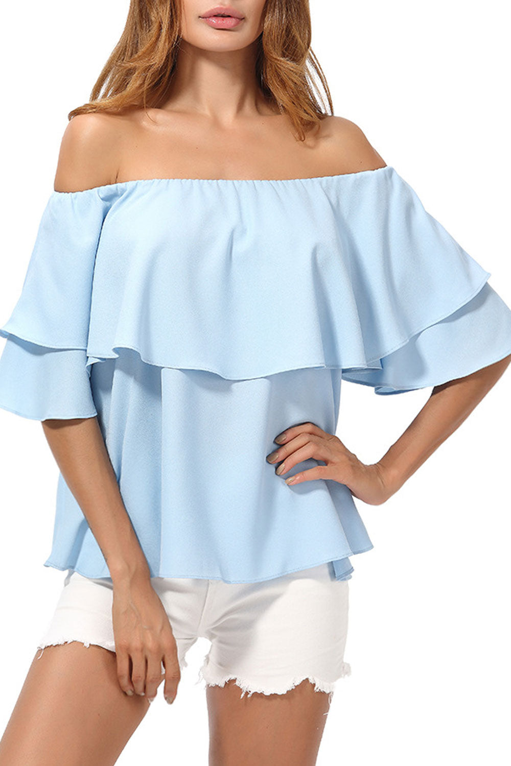 Women Solid Colored Stretchable Casual Blouse