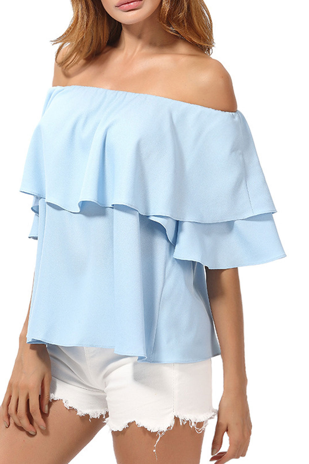 Women Solid Colored Stretchable Casual Blouse