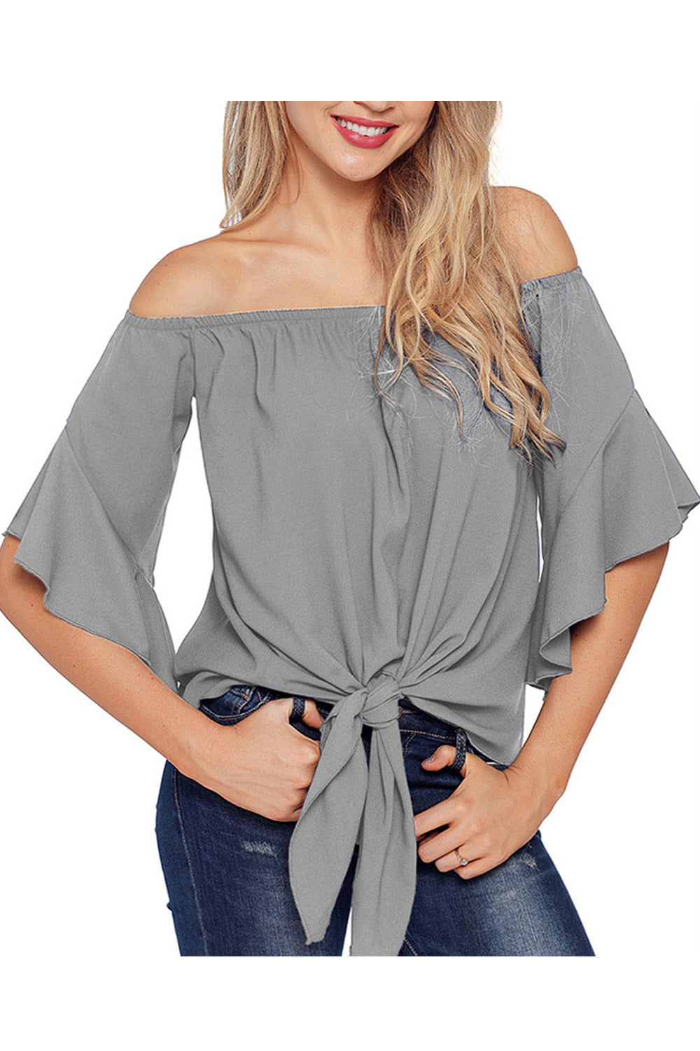Women Off Shoulder Bell Sleeves Top