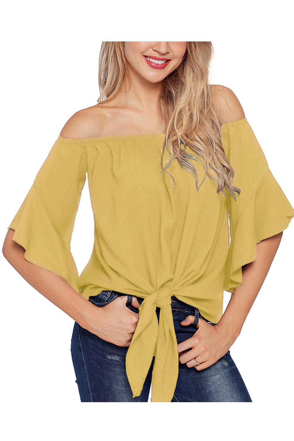 Women Off Shoulder Bell Sleeves Top