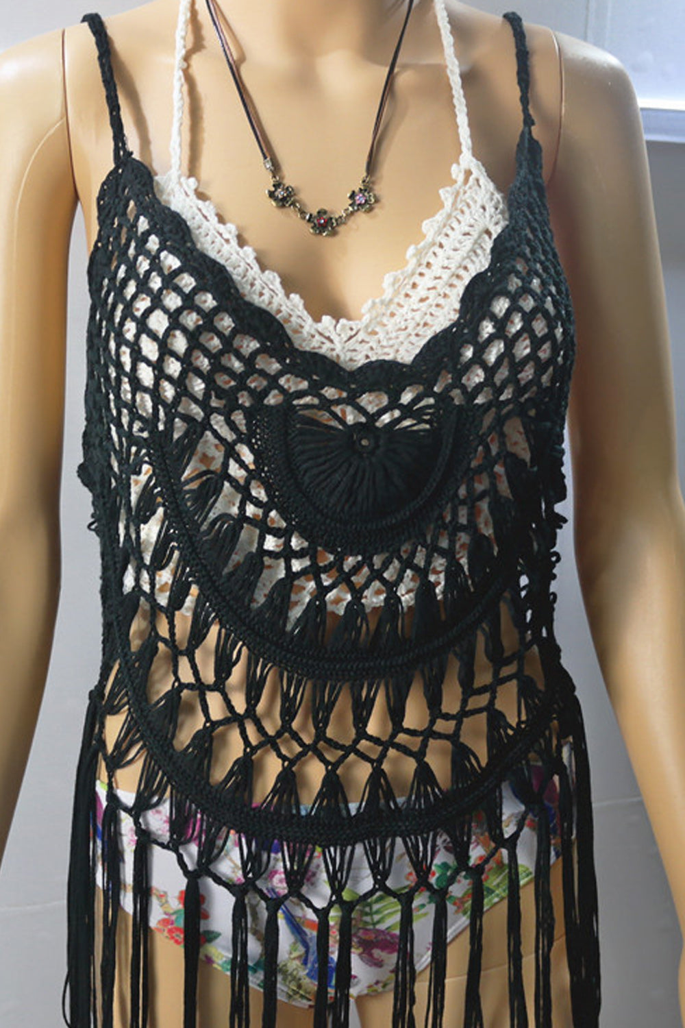 Women Stylish Flower Hollowed Beach Cover-Up