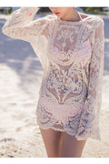 Women Long Sleeve Beautiful Embroidered Cover-Up