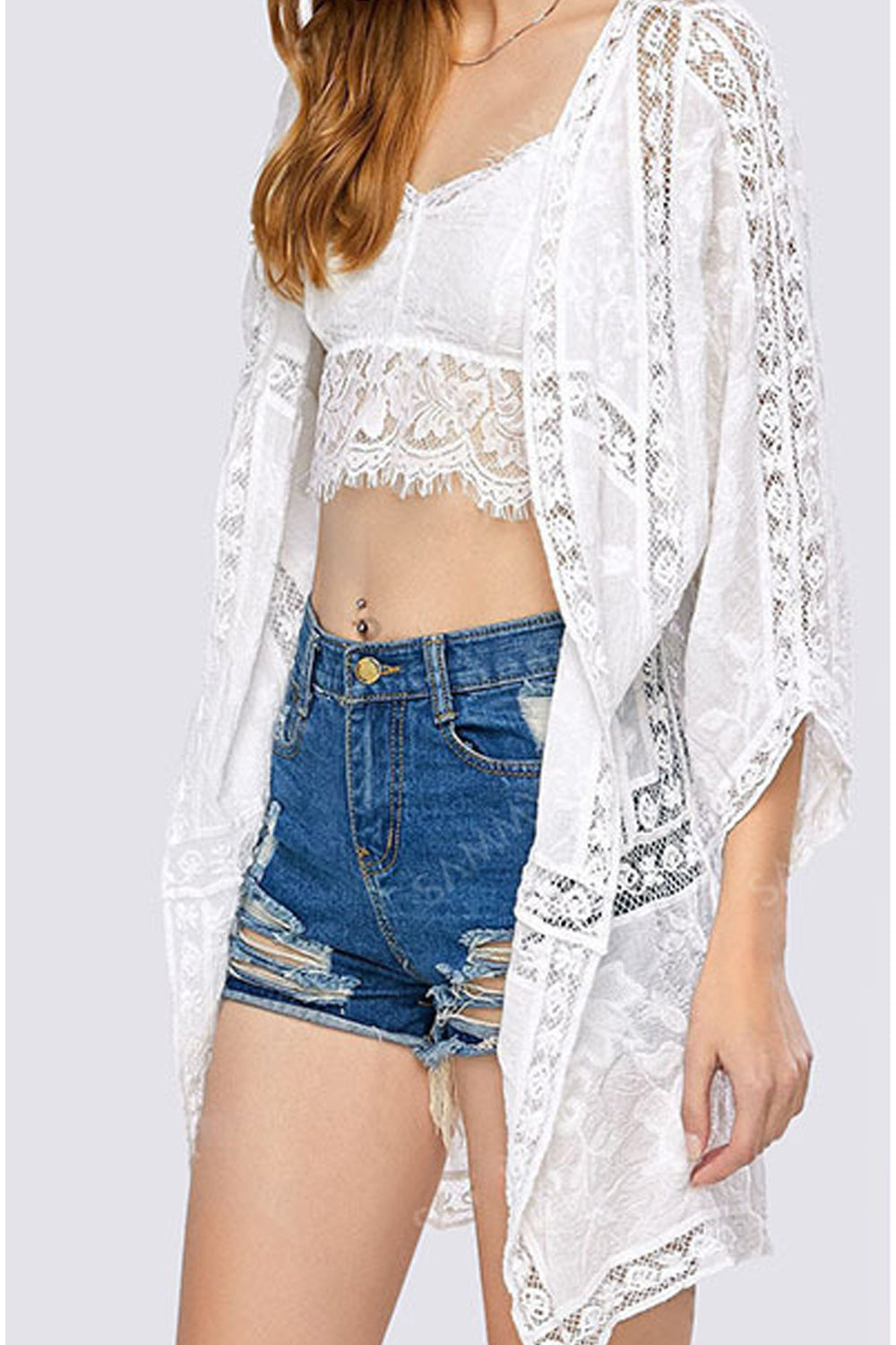 Women Breathable Short Sleeve Front Open Style Cover-Up