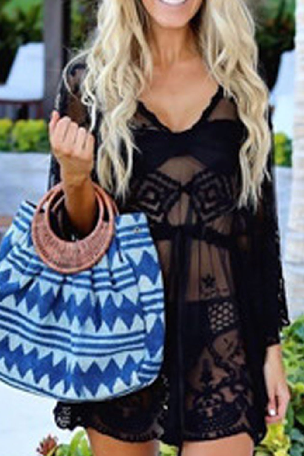 Women Lace Decorated Elegant Beach Cover-Up