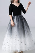 Kids Girls Fascinating V-Neck Flared Skirt Cute Dress