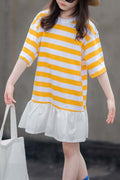 Kids Girls Stripes Round Pattern Dress