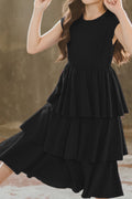 Kids Girls Big Ruffles Pleated Dress