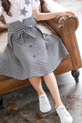 Kids Girls Superb Round Neck Plaid Pattern Summer Dress