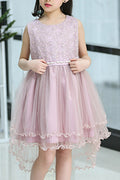 Kids Girls Pleated Skirt Beaded Decorated Princess Dress