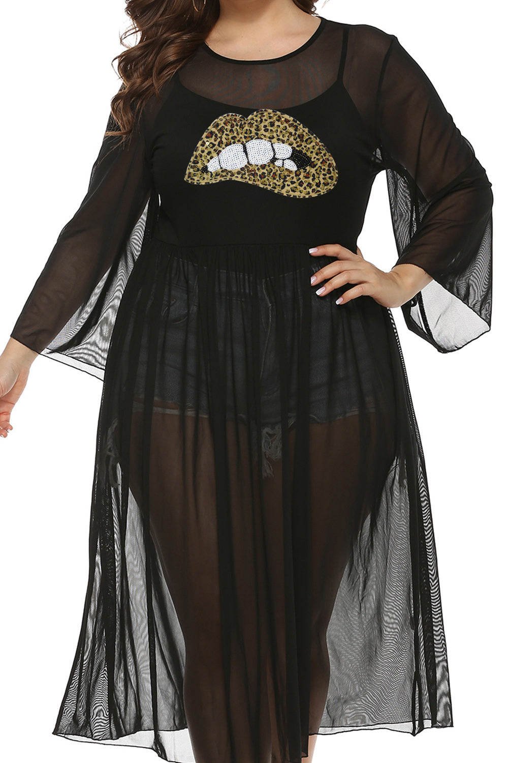 Women Full Length Long Sleeve Stylish Sticker Cover-Up