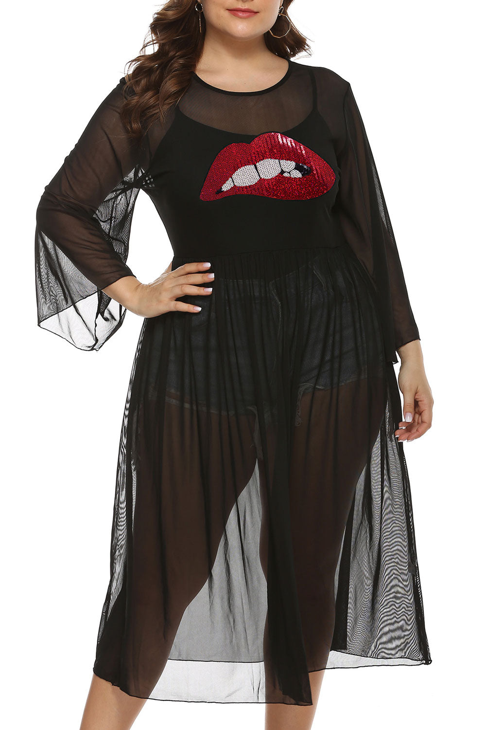 Women Full Length Long Sleeve Stylish Sticker Cover-Up