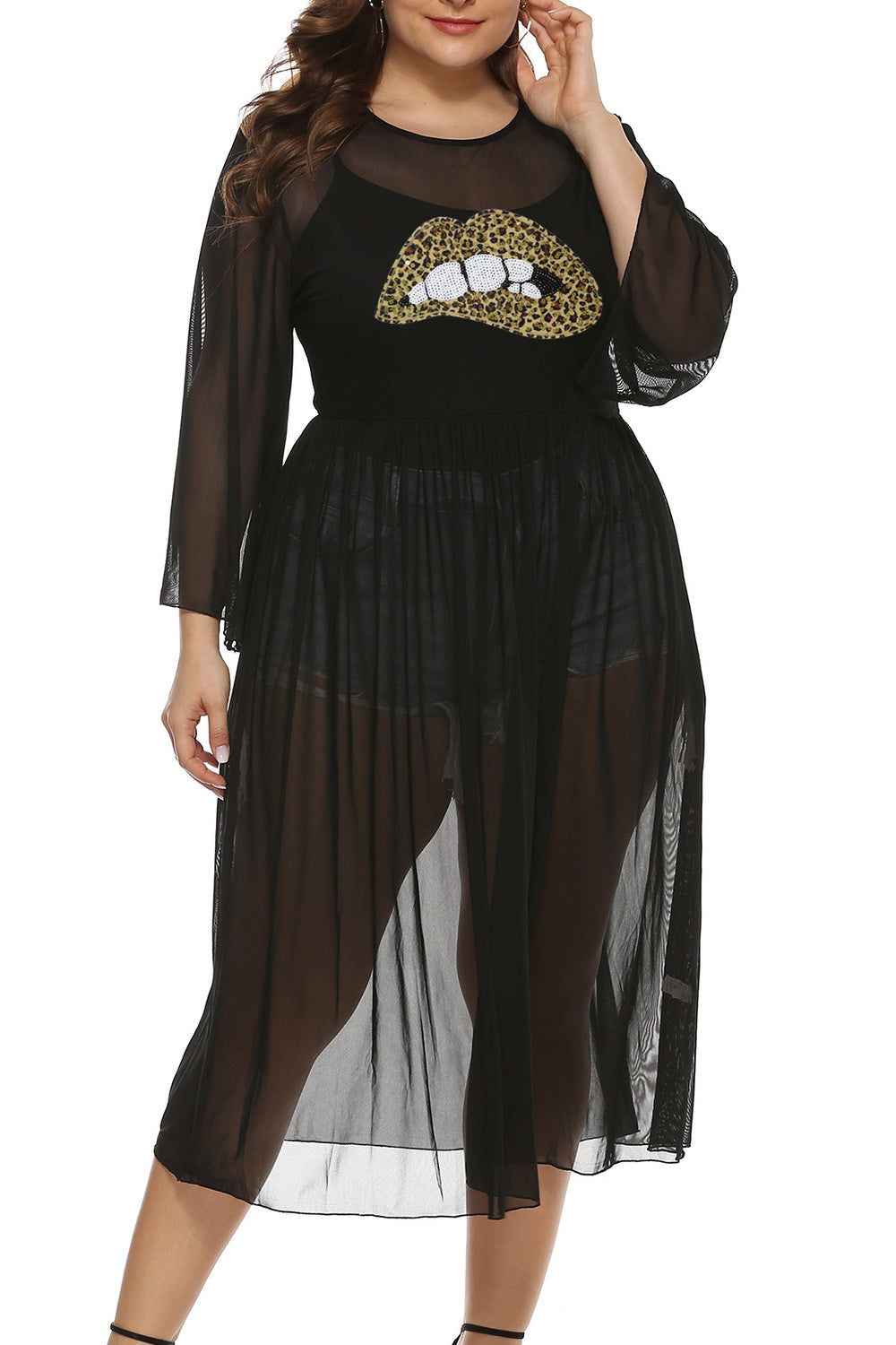 Women Full Length Long Sleeve Stylish Sticker Cover-Up