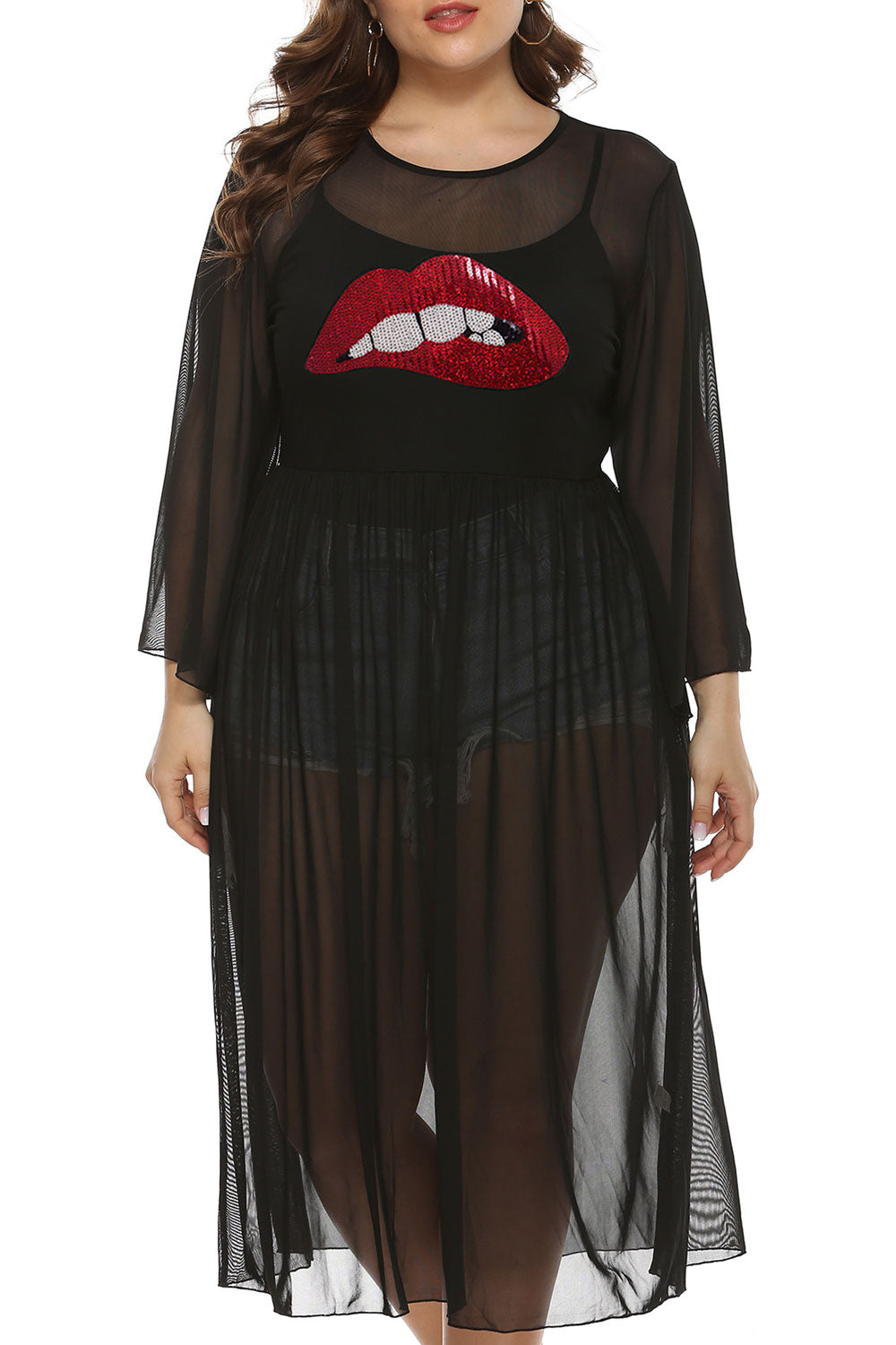 Women Full Length Long Sleeve Stylish Sticker Cover-Up