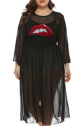 Women Full Length Long Sleeve Stylish Sticker Cover-Up
